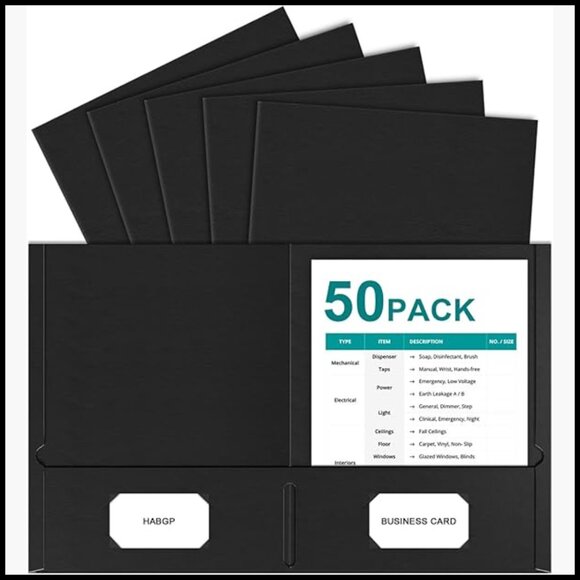 50 Pack Two Pocket Folders Letter Size Paper File Folders